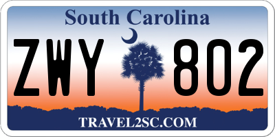 SC license plate ZWY802