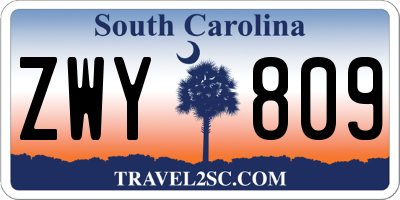 SC license plate ZWY809