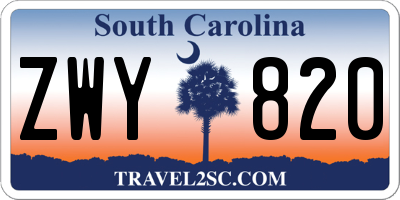 SC license plate ZWY820