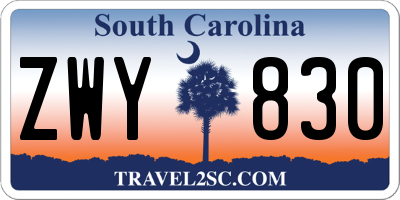 SC license plate ZWY830