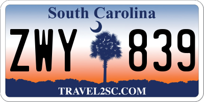 SC license plate ZWY839