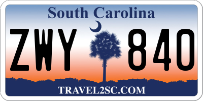 SC license plate ZWY840