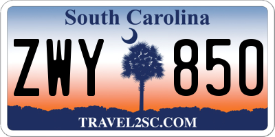 SC license plate ZWY850