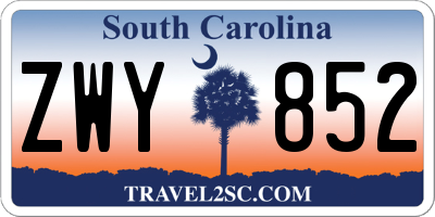 SC license plate ZWY852