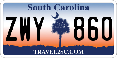 SC license plate ZWY860