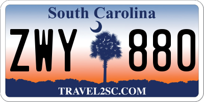 SC license plate ZWY880