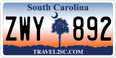 SC license plate ZWY892
