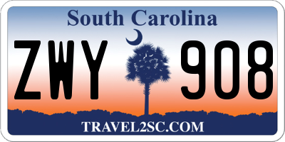 SC license plate ZWY908