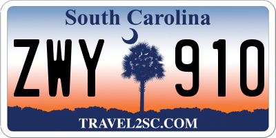 SC license plate ZWY910