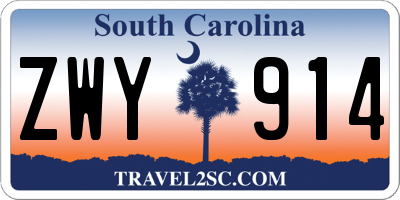 SC license plate ZWY914