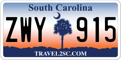 SC license plate ZWY915