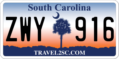 SC license plate ZWY916