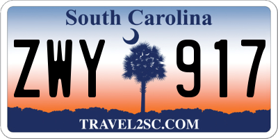 SC license plate ZWY917