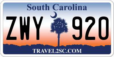 SC license plate ZWY920
