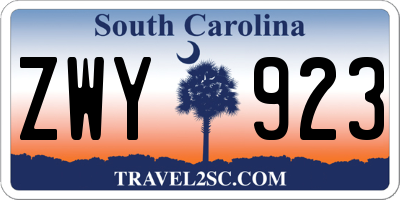 SC license plate ZWY923