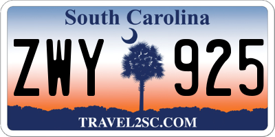 SC license plate ZWY925