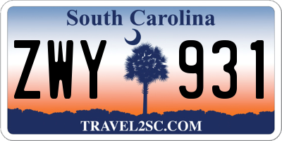 SC license plate ZWY931