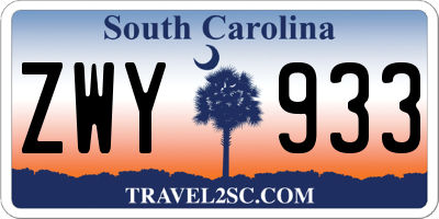 SC license plate ZWY933
