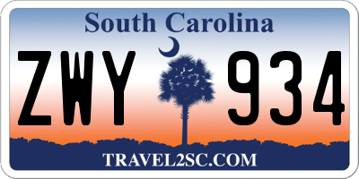 SC license plate ZWY934