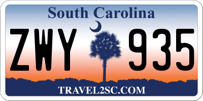 SC license plate ZWY935