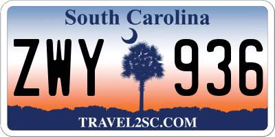 SC license plate ZWY936