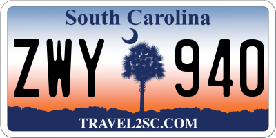 SC license plate ZWY940