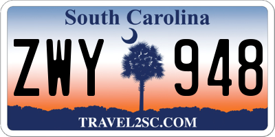SC license plate ZWY948