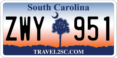SC license plate ZWY951