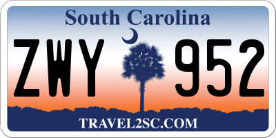 SC license plate ZWY952