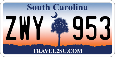 SC license plate ZWY953