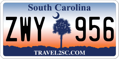 SC license plate ZWY956