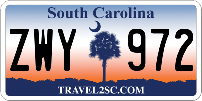 SC license plate ZWY972