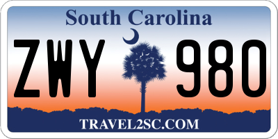 SC license plate ZWY980