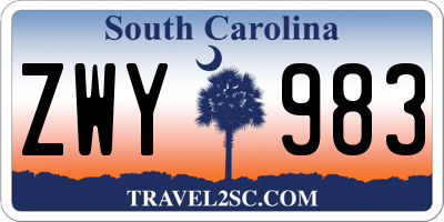 SC license plate ZWY983