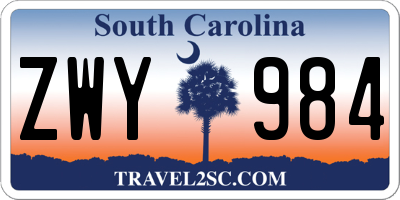 SC license plate ZWY984