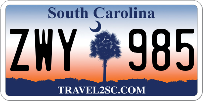 SC license plate ZWY985