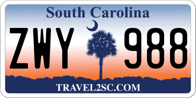 SC license plate ZWY988