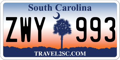 SC license plate ZWY993