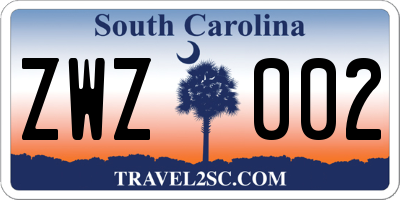 SC license plate ZWZ002