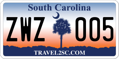 SC license plate ZWZ005