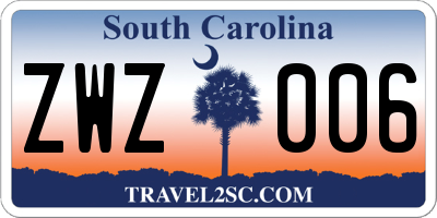 SC license plate ZWZ006