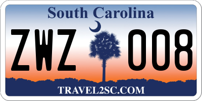 SC license plate ZWZ008