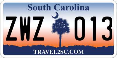 SC license plate ZWZ013
