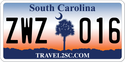 SC license plate ZWZ016