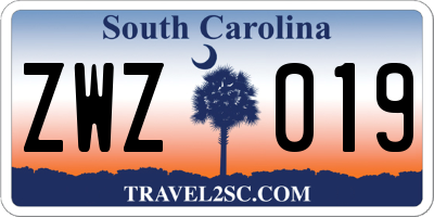 SC license plate ZWZ019