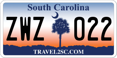 SC license plate ZWZ022