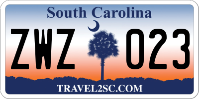 SC license plate ZWZ023