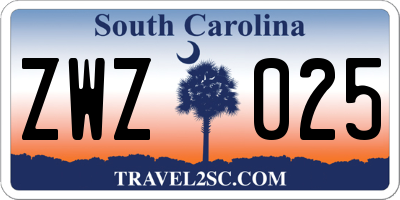 SC license plate ZWZ025