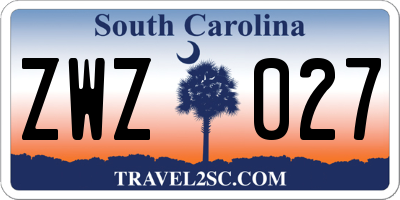 SC license plate ZWZ027