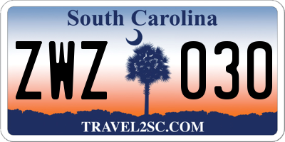 SC license plate ZWZ030